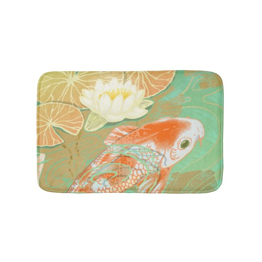 Carp Koi Fish Water Lily Pond Bath Mat (Voorkant)