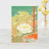 Carp Koi Fish Water Lily Pond Carte de voeux (Fleur jaune)