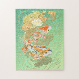 Carp Koi Fish Water Lily Pond Puzzle Legpuzzel