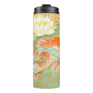 Carp Koi Fish Water Lily Pond Thermal Tumbler Thermosbeker