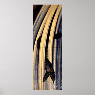 Carp Leaping up a Cascade by Hokusai Poster