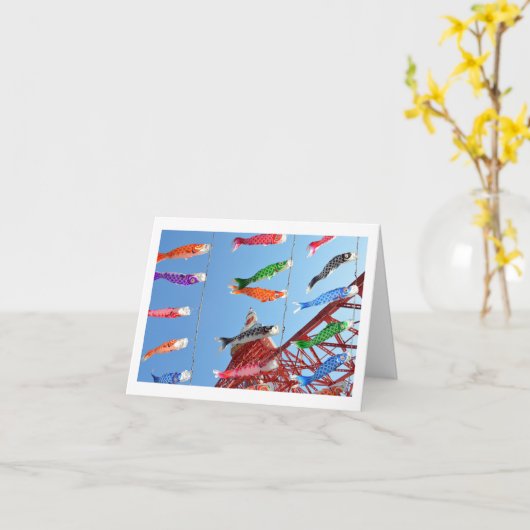 Carp Streamers (Koinobori) in Tokio Tower Kaart (Gele Bloem)