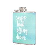 Carpe dat het Eigen Waterverf van Diem Quote Aqua Heupfles (Links)