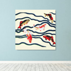 Carpe de natation colorée Art déco décoration mari