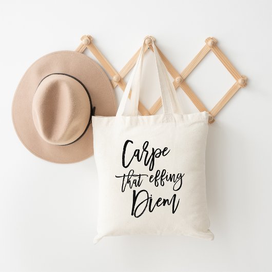 Carpe die Effing Diem Brush Lettered Tote Bag