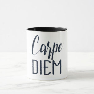 Carpe Diem bewaar de dag zwart type Mok