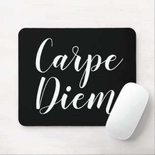 Carpe Diem black en white script typografie Muismat