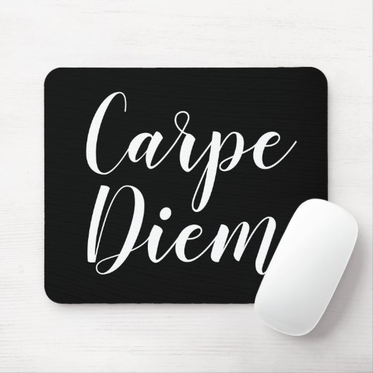 Carpe Diem black en white script typografie Muismat (Met muis)