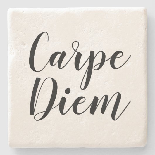 Carpe Diem black en white script typografie Stenen Onderzetter (Voorkant)