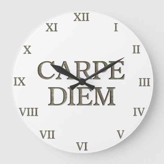 Carpe Diem blanc horloge murale chiffres romains (Recto)