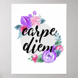 Carpe Diem - Bloem - Wit Poster