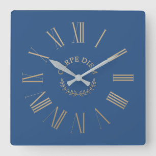 Carpe Diem Blue Acrylic Wall klok