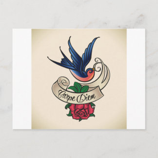 Carpe Diem Bluebird Tattoo Briefkaart