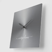 Carpe Diem Dark Grey Metallic Style Acrylic Vierkante Klok (Hoek)