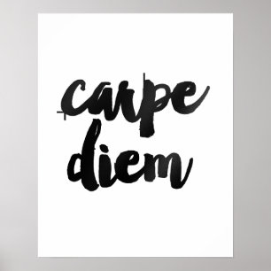 "Carpe Diem" Gold Brush Motivatie Quote Poster