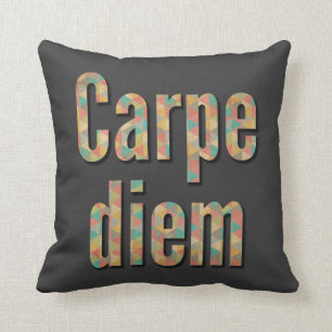 Carpe diem Grijp de dag Geometrisch Zwart Kussen