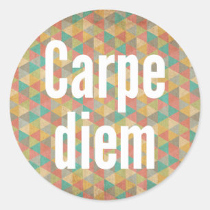 Carpe diem, grijp de dag, Kleurrijk Patroon Ronde Sticker