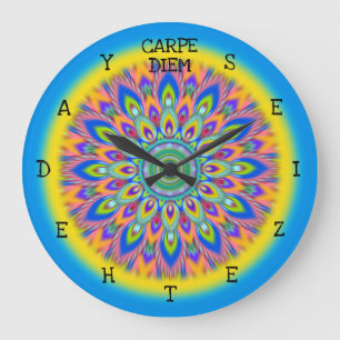 Carpe Diem grijpt de dag Mandala wandklok. Grote Klok