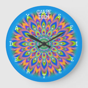 Carpe Diem grijpt de dag Mandala wandklok. Grote Klok
