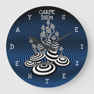Carpe Diem grijpt de dag om Magic Mushroom blauw. Grote Klok