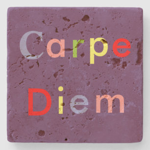 "CARPE DIEM" IN VEELKLEURIGE LETTERS STENEN ONDERZETTER