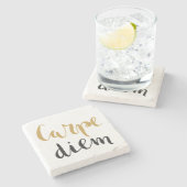 Carpe Diem - Inspirerend Steen Onderzetter (Zijkant)