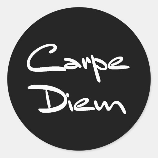 CARPE DIEM Moderne Cool Text Ronde Sticker (Voorkant)