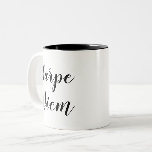 Carpe Diem | Mok Slogan Quote stimuleren (Voorkant links)