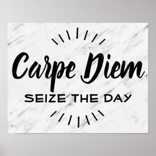 Carpe Diem Motivatie Quote Gezegde Modern Marble Poster
