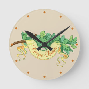 Carpe Diem scroll Latijn citaat "Seize the day" Ronde Klok