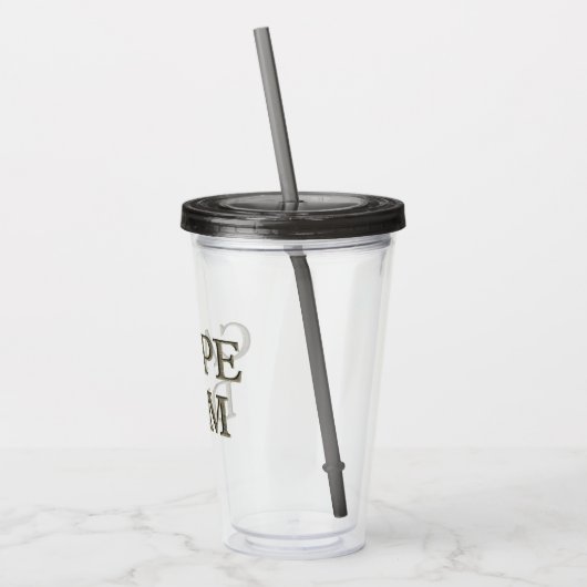 Carpe Diem Stone grijze acryl tumbler Acryl Drinkbeker (Links)