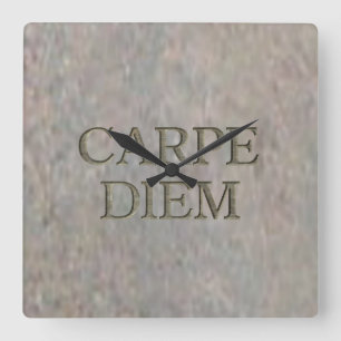 Carpe Diem Stone vierkante wandklok Klok