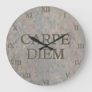 Carpe Diem Stone wandklok Romeinse cijfers Grote Klok