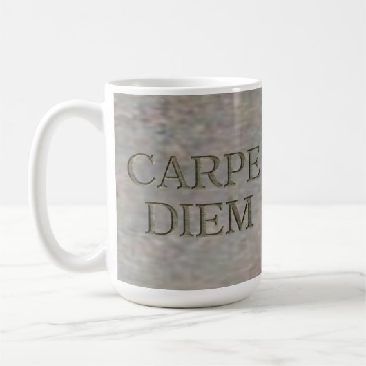 Carpe Diem Stone witte mok (Links)