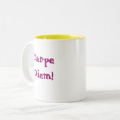 Carpe Diem! Tweekleurige Koffiemok (Voorkant links)