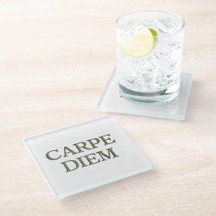 Carpe Diem white glass onderzetter