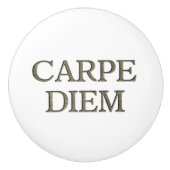 Carpe Diem witte keramische knop (Voorkant)