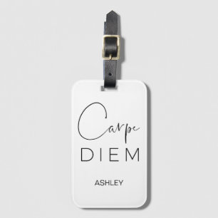 CARPE DIEM Zwart met de hand geschreven naam typ Bagagelabel