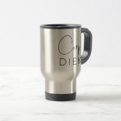CARPE DIEM | Zwarte Hand Lettered Script Typograph Reisbeker (Voorkant rechts)