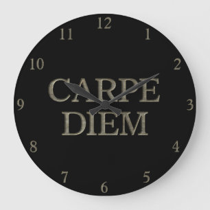 Carpe Diem zwarte wandklok Grote Klok