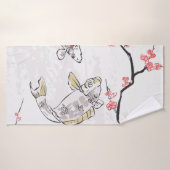 carpe koi poisson nature paysage vue croquis illus (Serviette de bain)