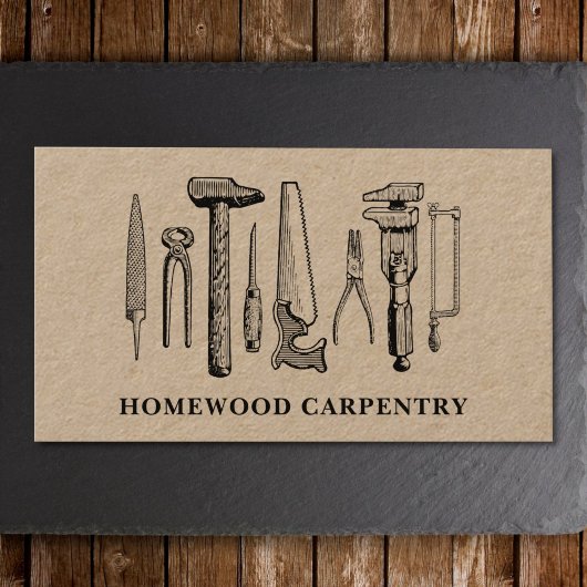 Carpenter Carpentry Tools Rustieke  Kraft Visitekaartje