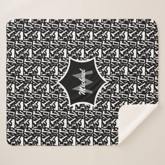 Carpenter de heer Fixer Handyman Tools Monogrammed Sherpa Deken (Voorkant (horizontaal))