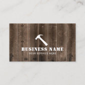 Carpenter Hammer Logo Rustic Wood Achtergrond Visitekaartje (Voorkant)