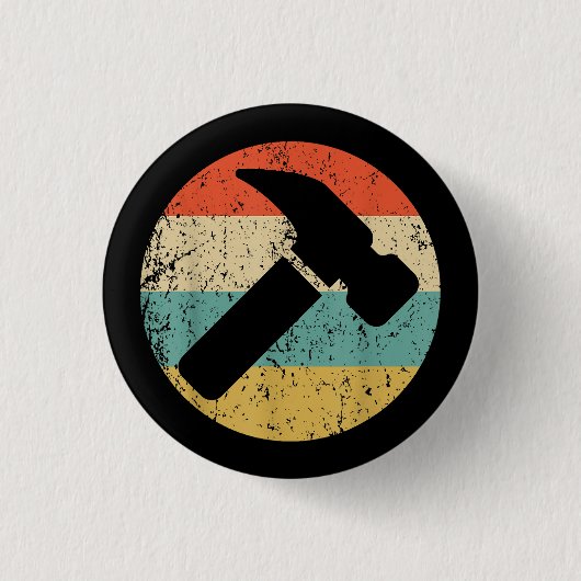 Carpenter Retro Hammer Ronde Button 3,2 Cm (Voorkant)