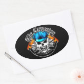 Carpenter schedel en blauw hard Pet Ovale Sticker (Envelop)