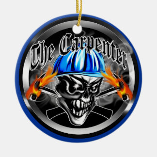 Carpenter Skull met Blue Hard Pet Keramisch Ornament