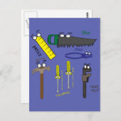 Carpenter Tools Whimsical Cartoon Art Briefkaart (Voorkant / Achterkant)