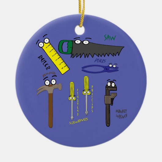 Carpenter Tools Whimsical Cartoon Art Keramisch Ornament (Voorkant)