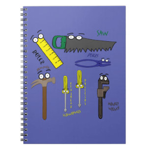 Carpenter Tools Whimsical Cartoon Art Notitieboek